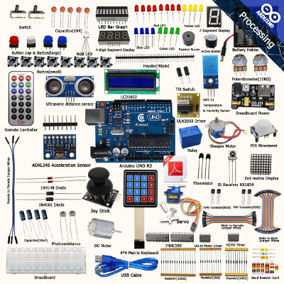 Adeept Ultimate Starter Kit for Arduino UNO R3, LCD1602, Servo Motor, Relay, Processing and C Code 