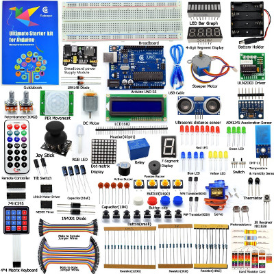 Adeept Ultimate Starter Kit for Arduino UNO R3, LCD1602, Servo Motor, Relay, Processing and C Code, Beginner Starter Kit   