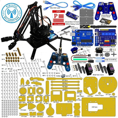 Adeept Robotic Arm kit Arduino Compatible Desktop Robot Arm Kit based on Arduino UNO R3 and Nano with NRF24L01 2.4G Wireless 
