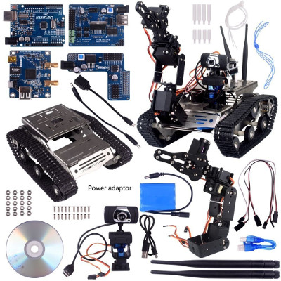 Kuman Wireless Wifi manipulator Robot Car Kit With Video tutorial for Arduino,utility Vehicle Intelligent Robotics, Hd Camera Ds Robot Smart Educational Kits by iOS android PC controlled Sm5-1 