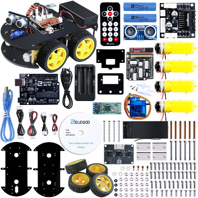 ELEGOO UNO R3 per Arduino Progetto di una Piccola Robot Auto Car V3.0 con Tutorial in Italiano con UNO R3, Modulo Segui Linea, Sensore a Ultrasuoni, Modulo Bluetooth ecc. 