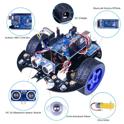 Quimat Arduino Project Smart Robot Car Kit with Two-wheel Drives 