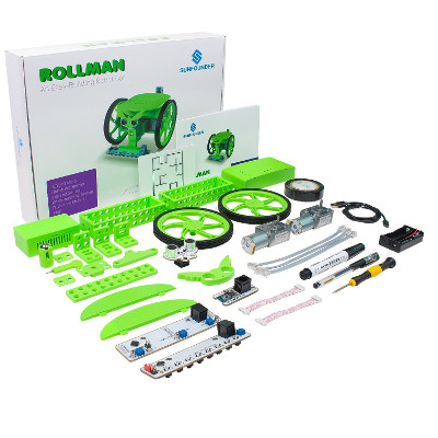 SunFounder Rollman STEM Learning Educational DIY Robot Kit Block Based Graphical Visual Programming Language for Arduino Beginner Bluetooth Photosensitive Infrared Ultrasonic Sensor Module 